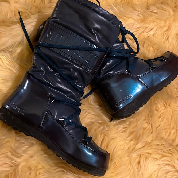 TECNICA blue metallic fleece lined MOON BOOTS - Picture 2 of 12